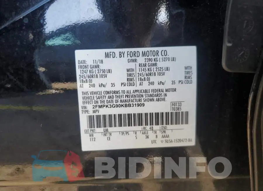 2FMPK3G90KBB31909 Photo# 13