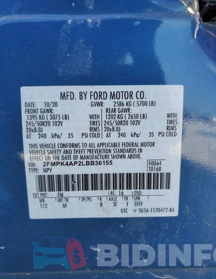2FMPK4AP2LBB36155 Photo# 12