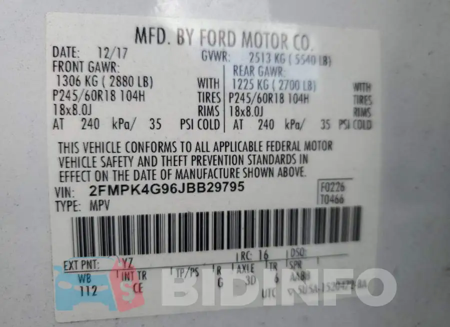 2FMPK4G96JBB29795 Photo# 14