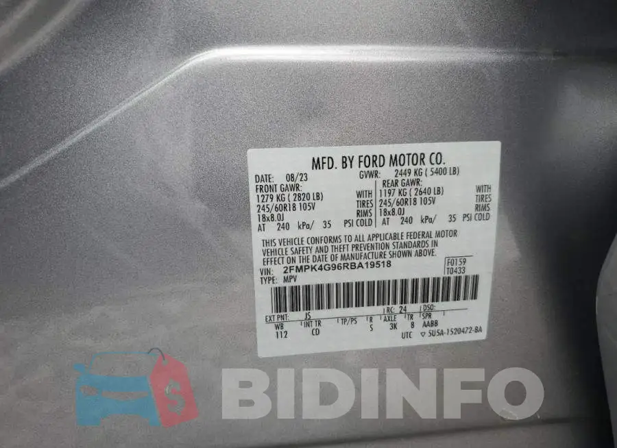 2FMPK4G96RBA19518 Photo# 13