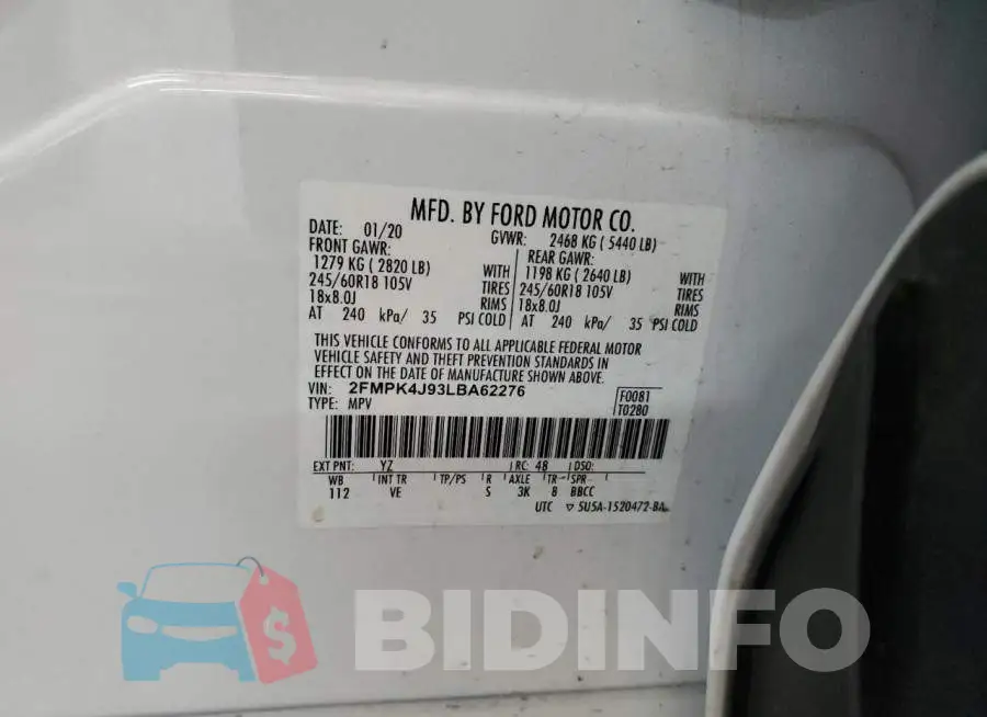 2FMPK4J93LBA62276 Photo# 12