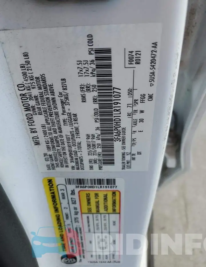 3FA6P0HD1LR191077 Photo# 12