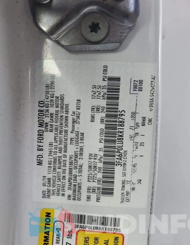 3FA6P0LU8KR188795 Photo# 12