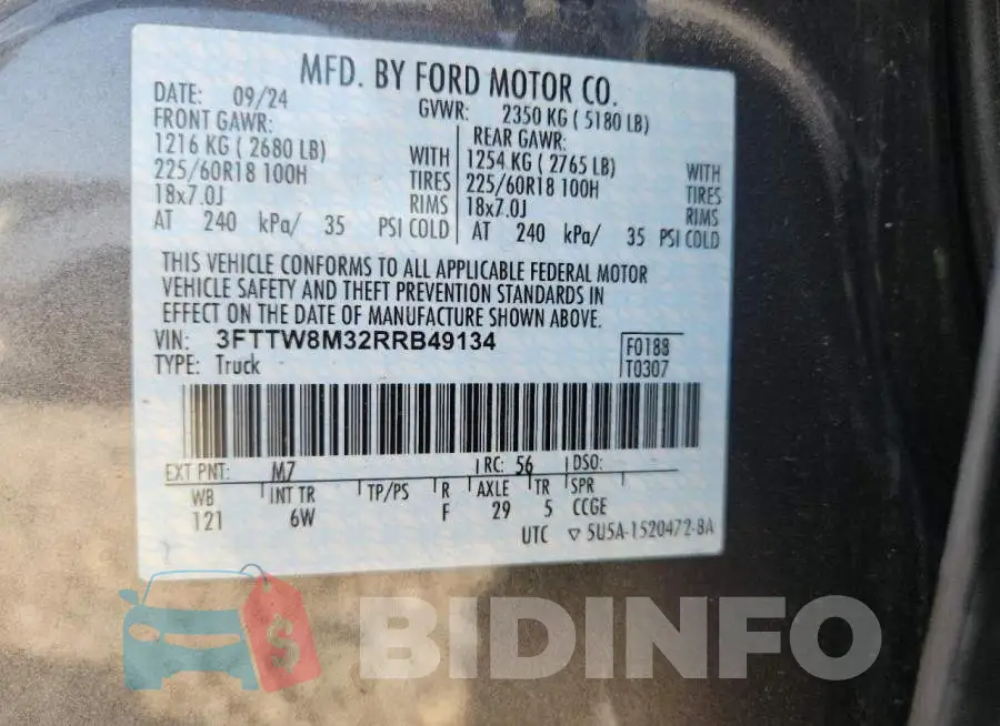 3FTTW8M32RRB49134 Photo# 13