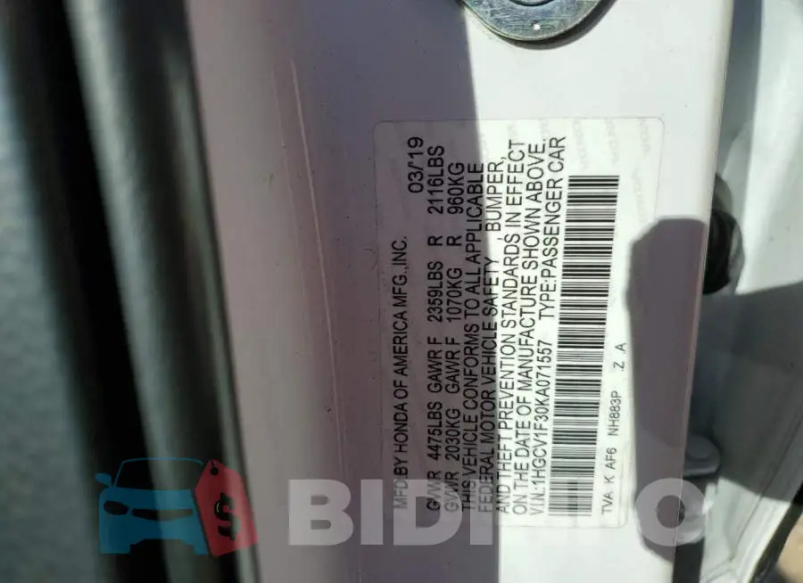 1HGCV1F30KA071557 Photo# 12