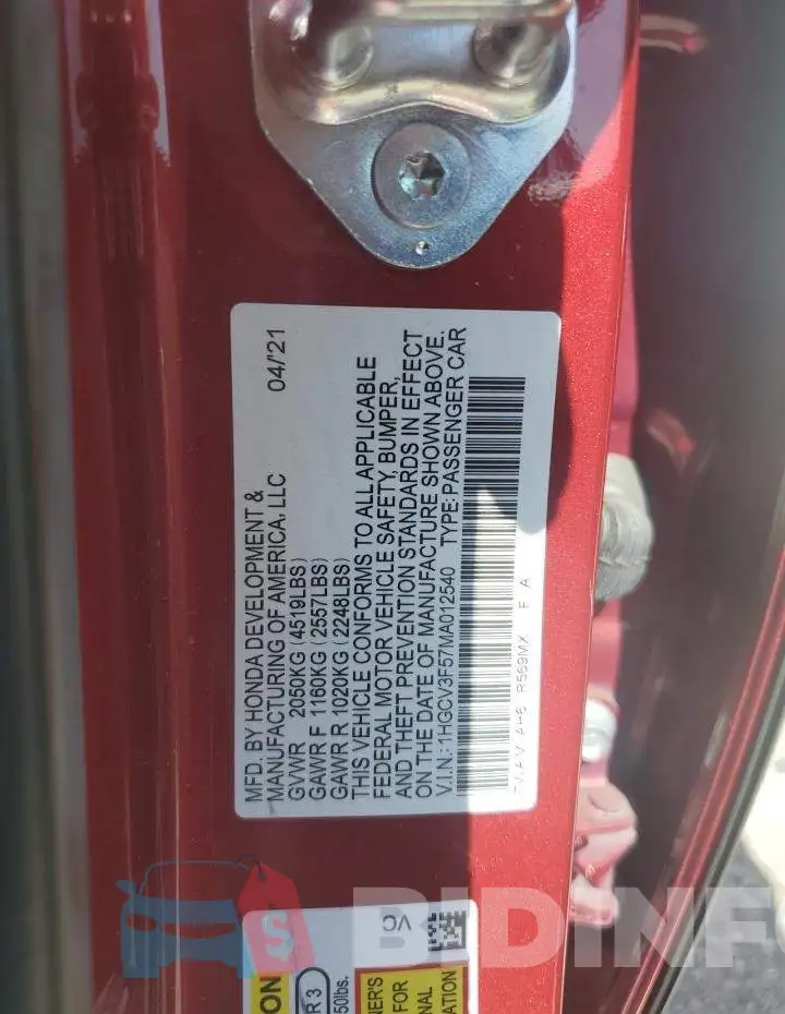 1HGCV3F57MA012540 Photo# 13