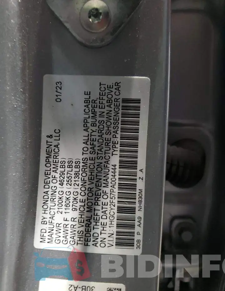 1HGCY2F57PA004444 Photo# 12