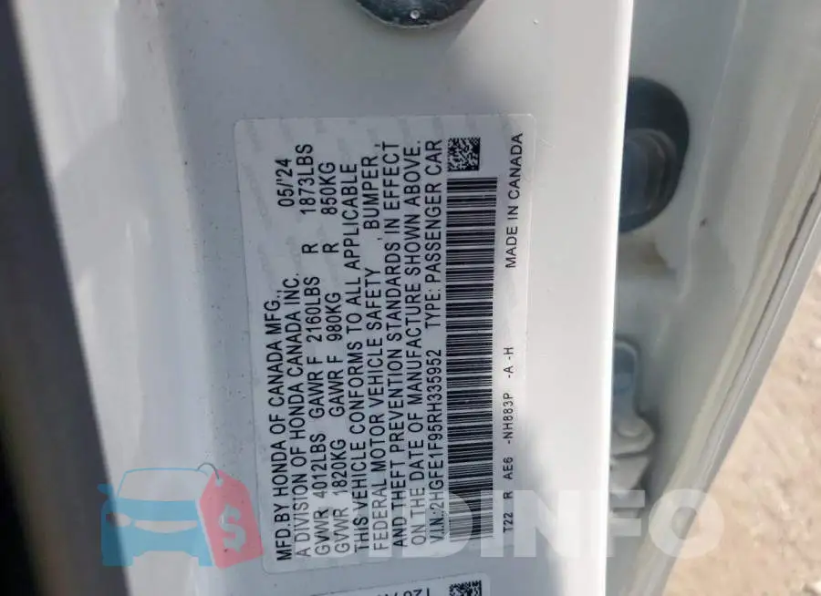 2HGFE1F95RH335952 Photo# 12