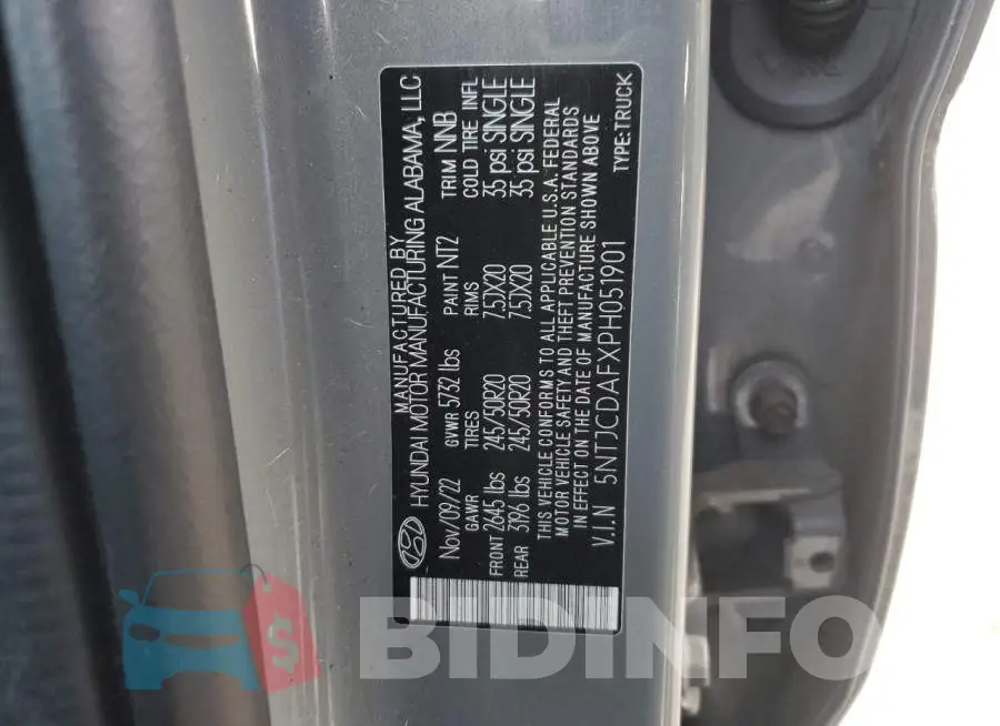 5NTJCDAFXPH051901 Photo# 12