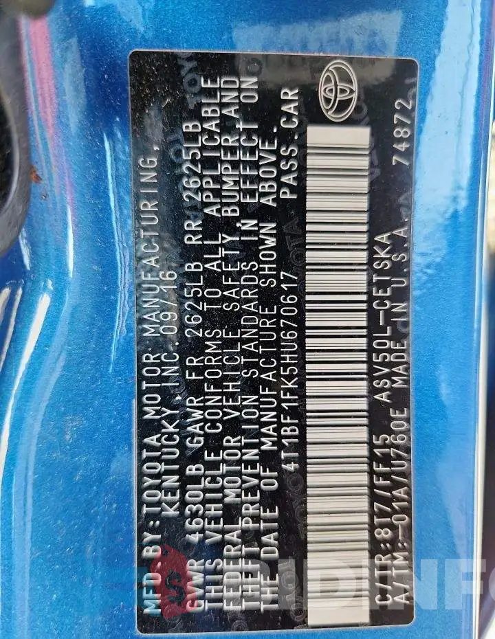 4T1BF1FK5HU670617 Photo# 13