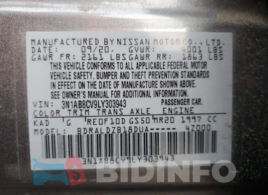 3N1AB8CV9LY303943 Photo# 12
