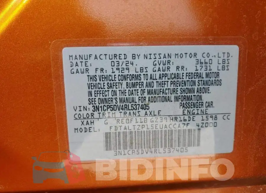 3N1CP5DV4RL537405 Photo# 12