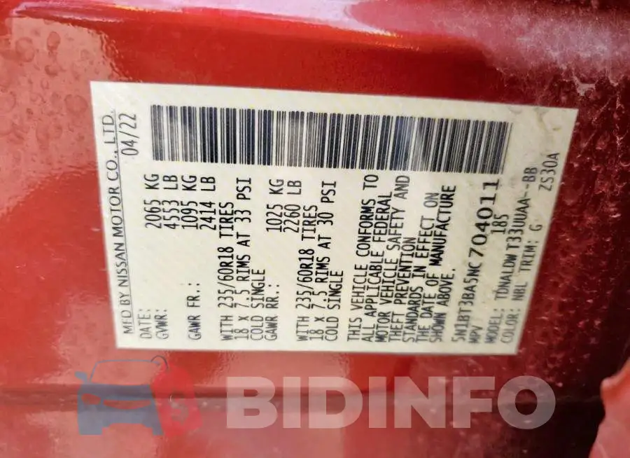 5N1BT3BA5NC704011 Photo# 14