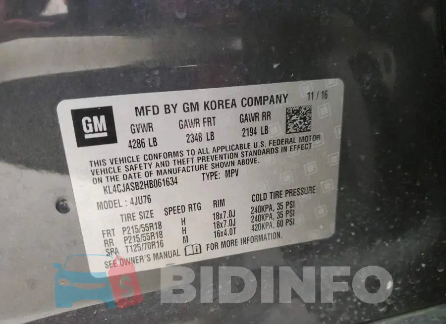 KL4CJASB2HB061634 Photo# 13