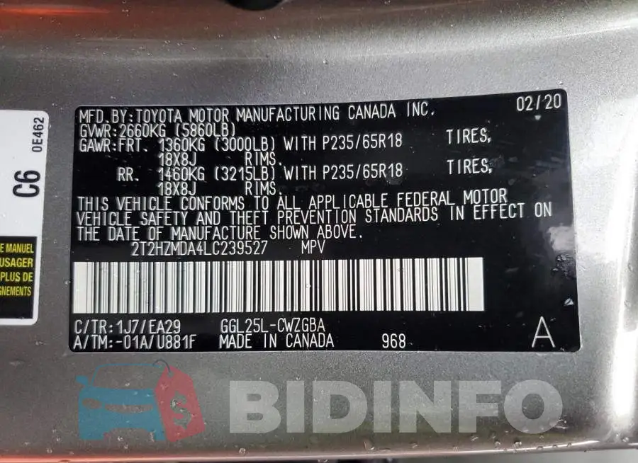 2T2HZMDA4LC239527 Photo# 13
