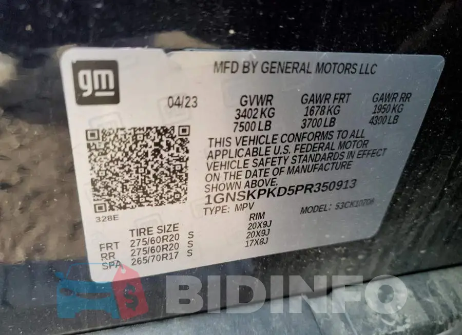 1GNSKPKD5PR350913 Photo# 14