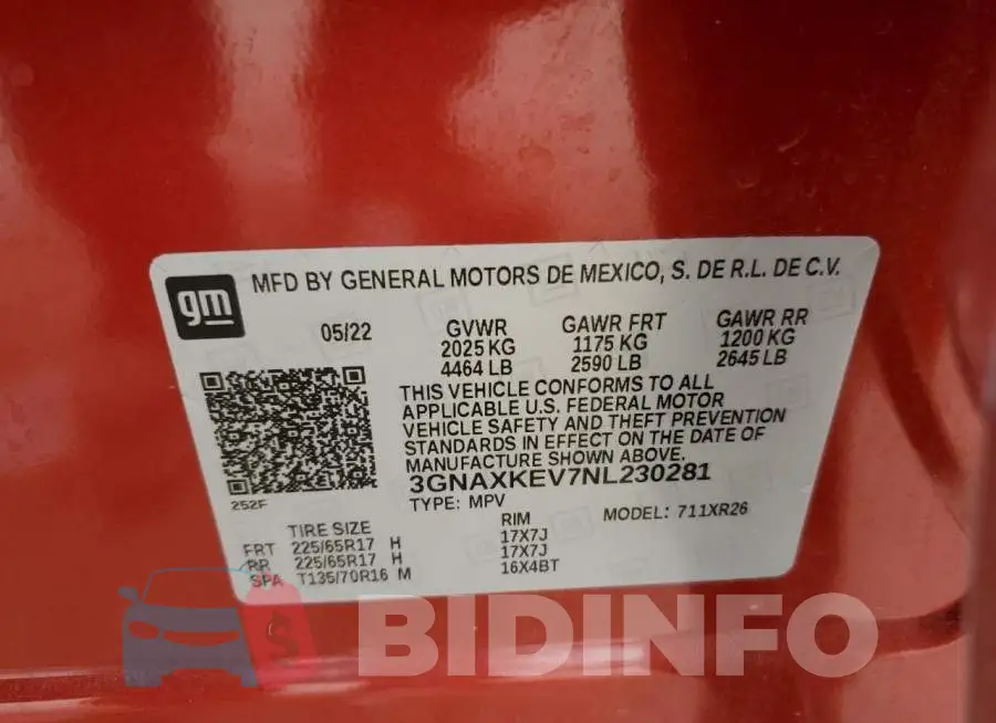 3GNAXKEV7NL230281 Photo# 12