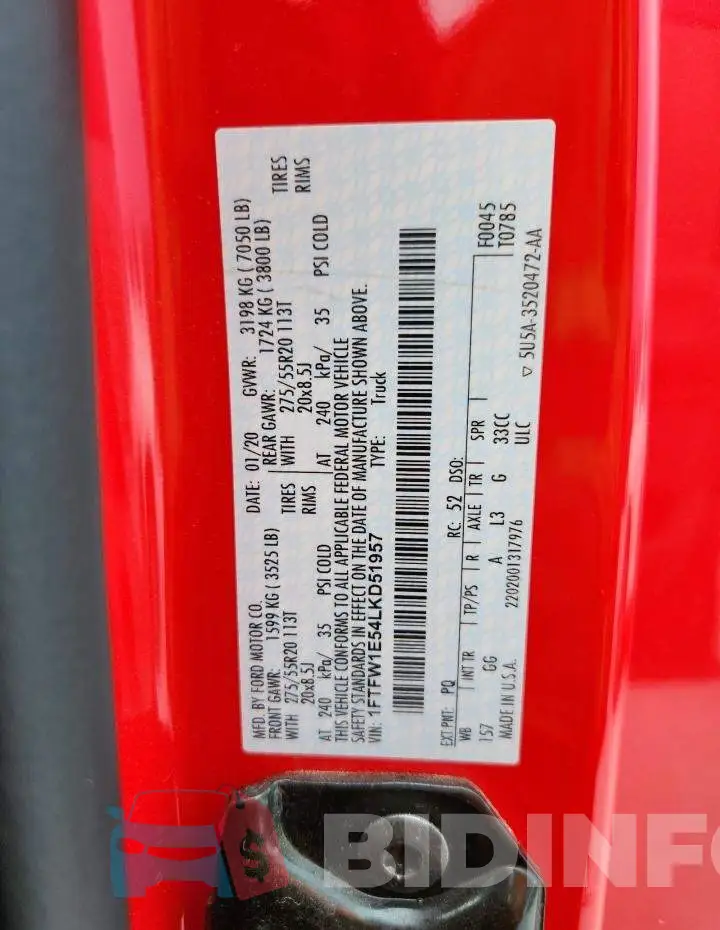 1FTFW1E54LKD51957 Photo# 12