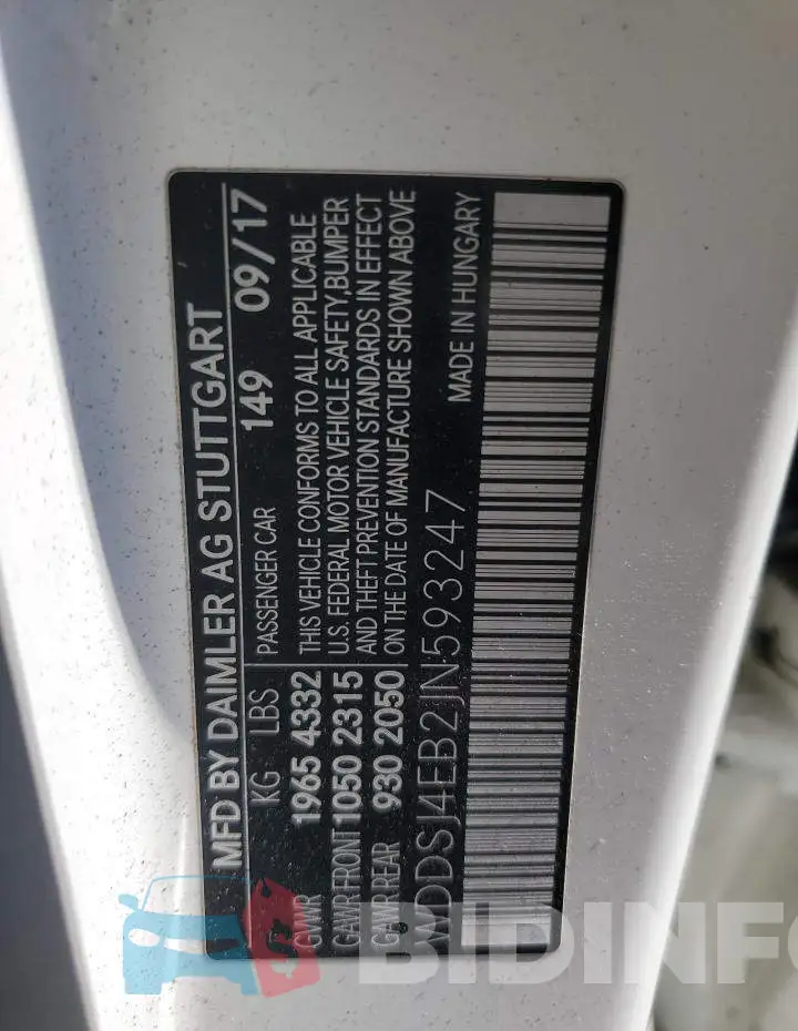 WDDSJ4EB2JN593247 Photo# 12