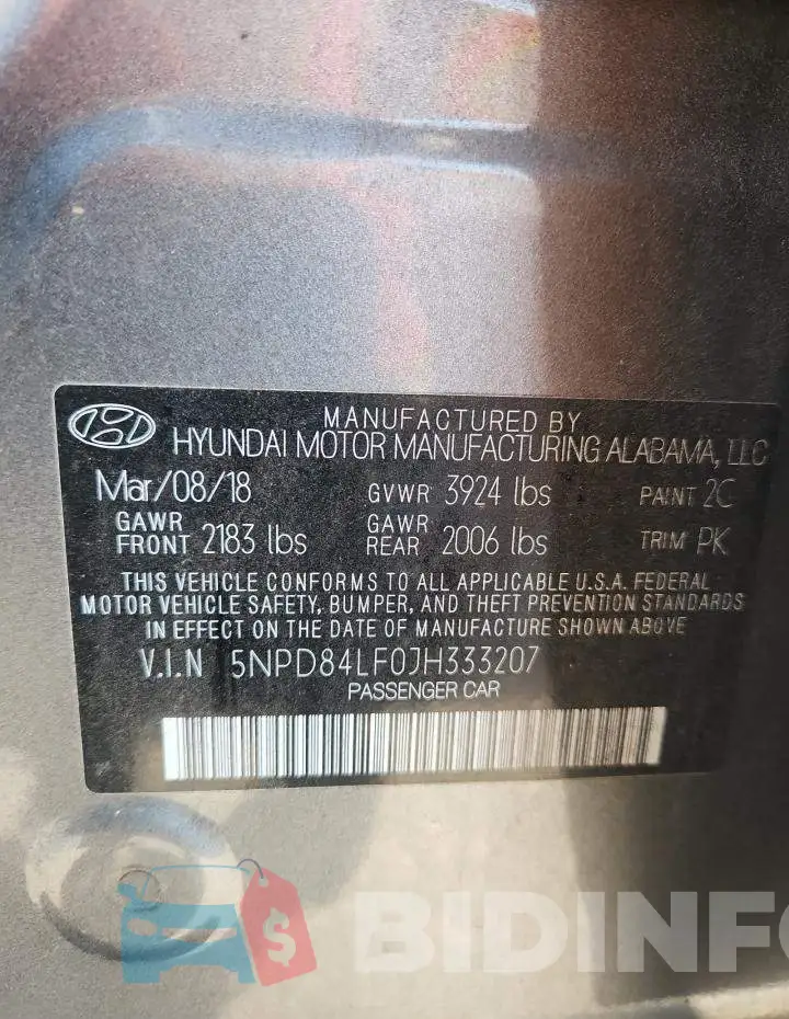 5NPD84LF0JH333207 Photo# 12