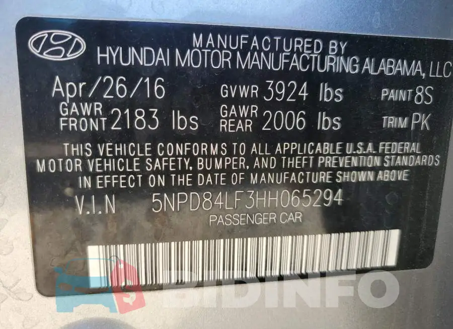 5NPD84LF3HH065294 Photo# 13