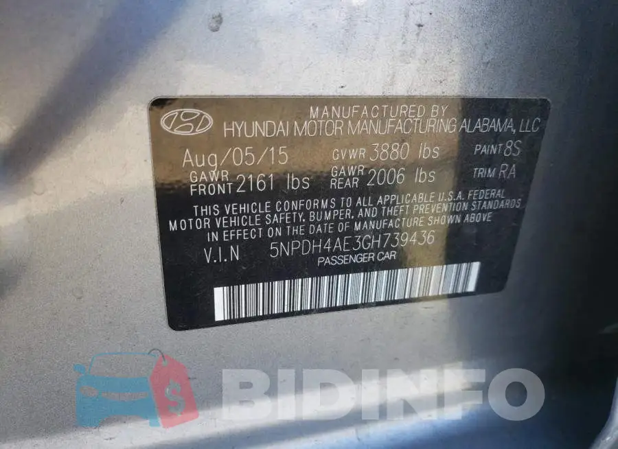 5NPDH4AE3GH739436 Photo# 12