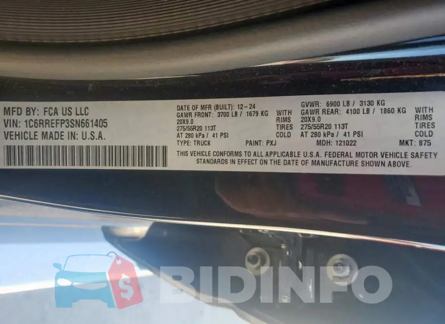1C6RREFP3SN661405 Photo# 13