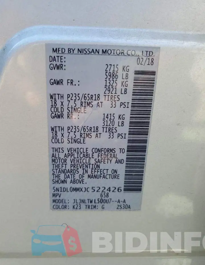 5N1DL0MMXJC522426 Photo# 14