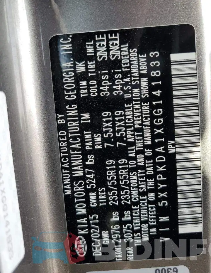 5XYPKDA1XGG141833 Photo# 13