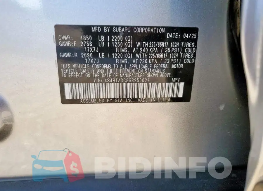 4S4BTADC8S3250027 Photo# 13