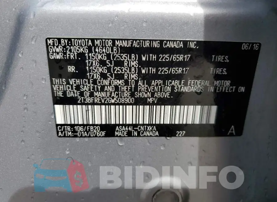 2T3BFREV2GW508900 Photo# 14