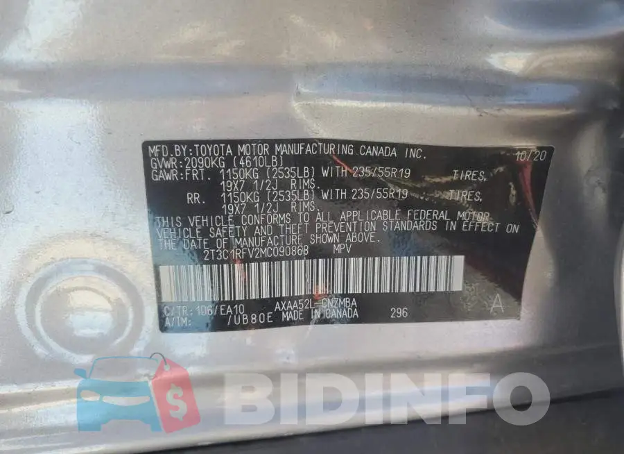 2T3C1RFV2MC090868 Photo# 13