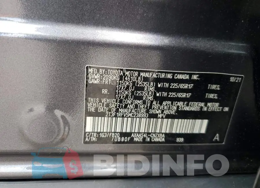 2T3F1RFV5MC238993 Photo# 14
