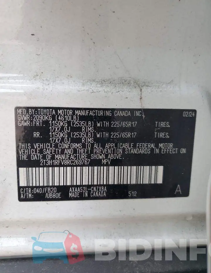 2T3H1RFV8RC269767 Photo# 12
