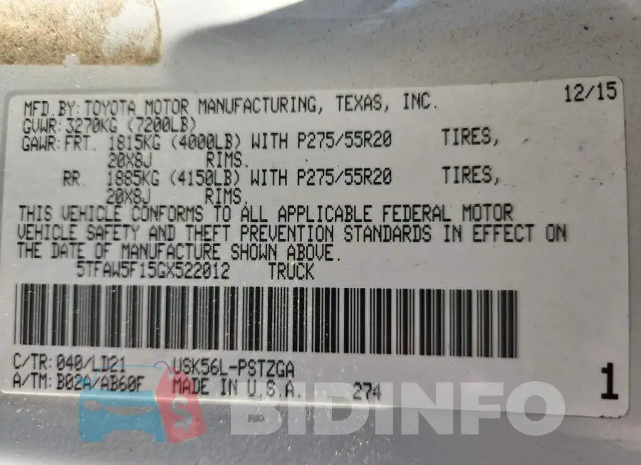 5TFAW5F15GX522012 Photo# 12