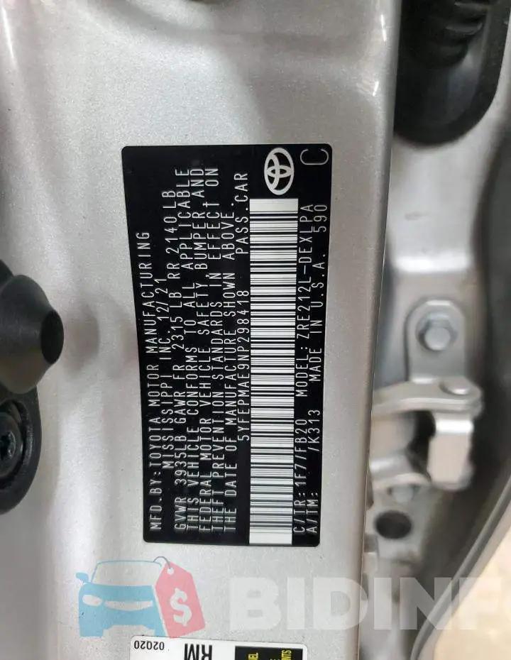 5YFEPMAE9NP298418 Photo# 12