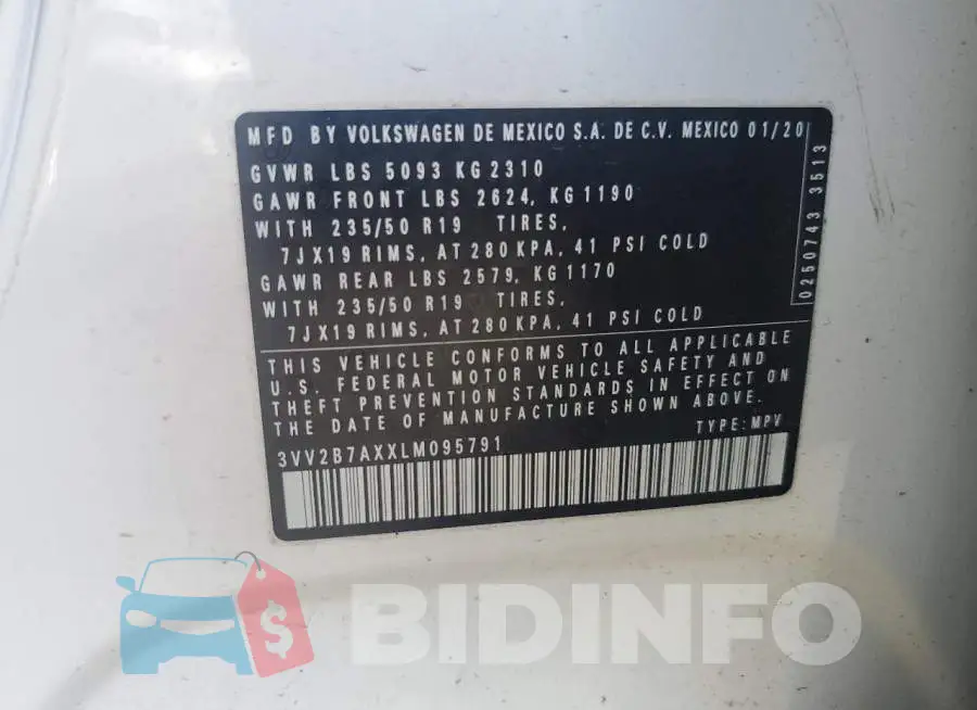 3VV2B7AXXLM095791 Photo# 12