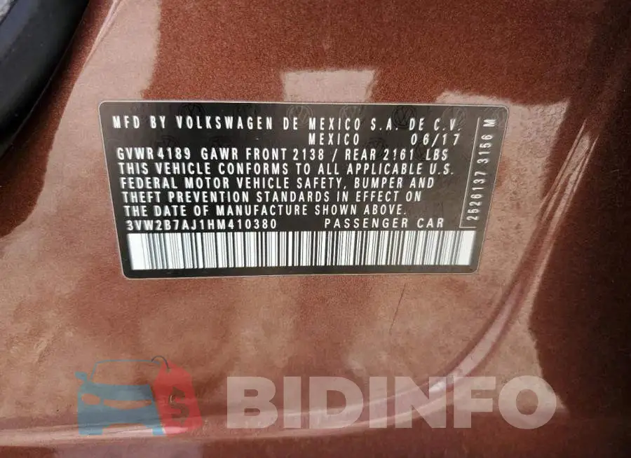 3VW2B7AJ1HM410380 Photo# 12