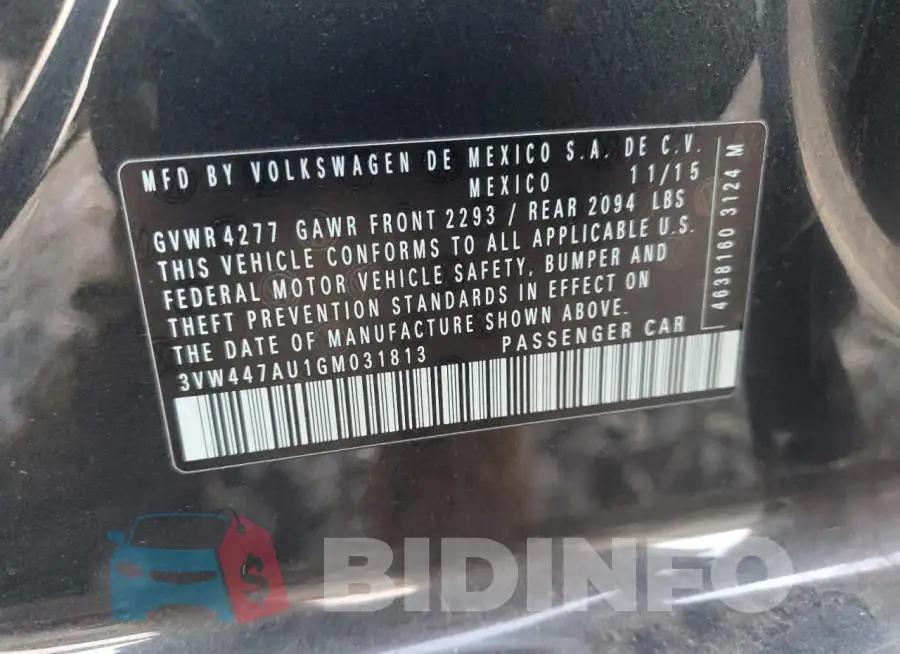 3VW447AU1GM031813 Photo# 13