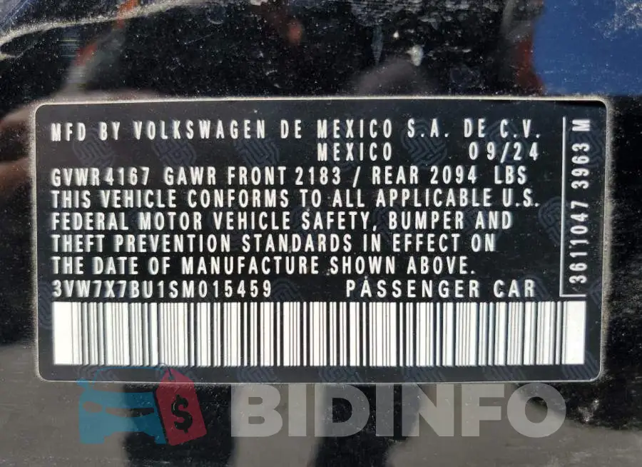 3VW7X7BU1SM015459 Photo# 13