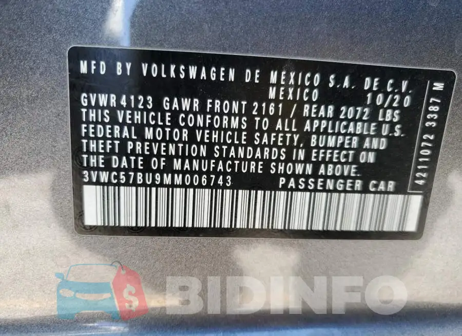 3VWC57BU9MM006743 Photo# 13