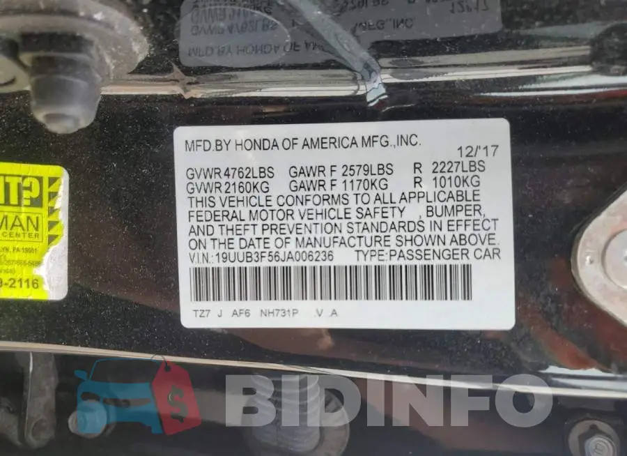 19UUB3F56JA006236 Photo# 12