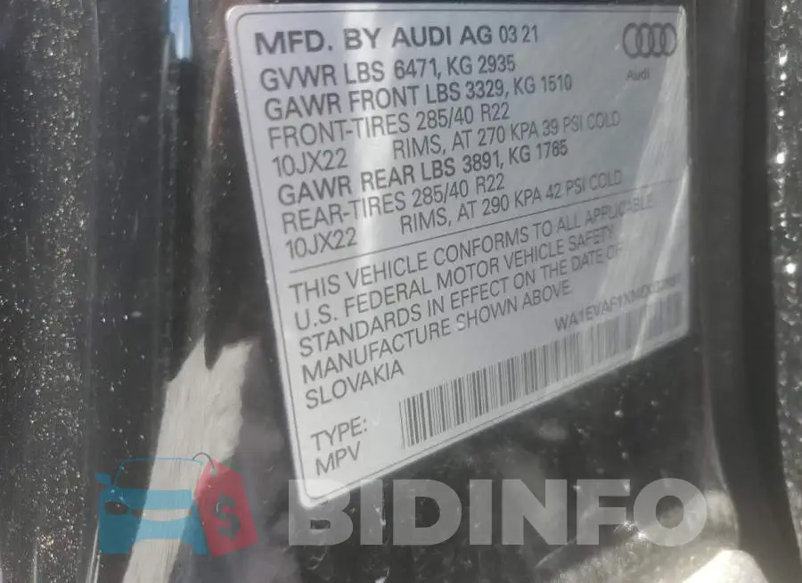 WA1EVAF1XMD033951 Photo# 13