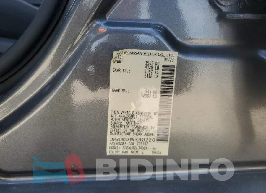 1N4BL4DVXPN390220 Photo# 12