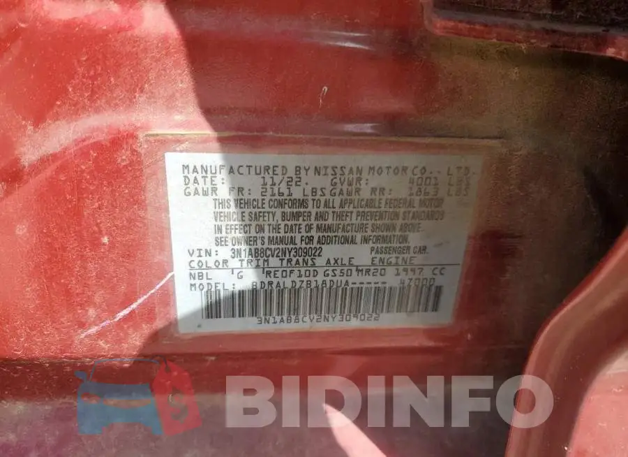 3N1AB8CV2NY309022 Photo# 12