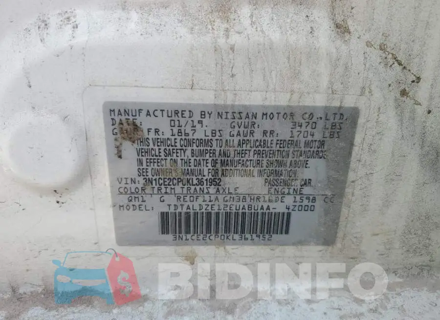 3N1CE2CP0KL361952 Photo# 12