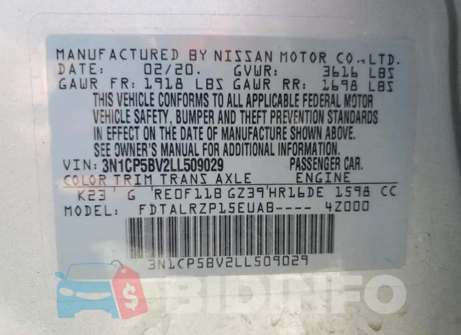 3N1CP5BV2LL509029 Photo# 14