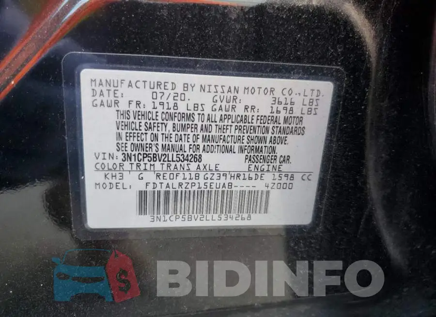 3N1CP5BV2LL534268 Photo# 13