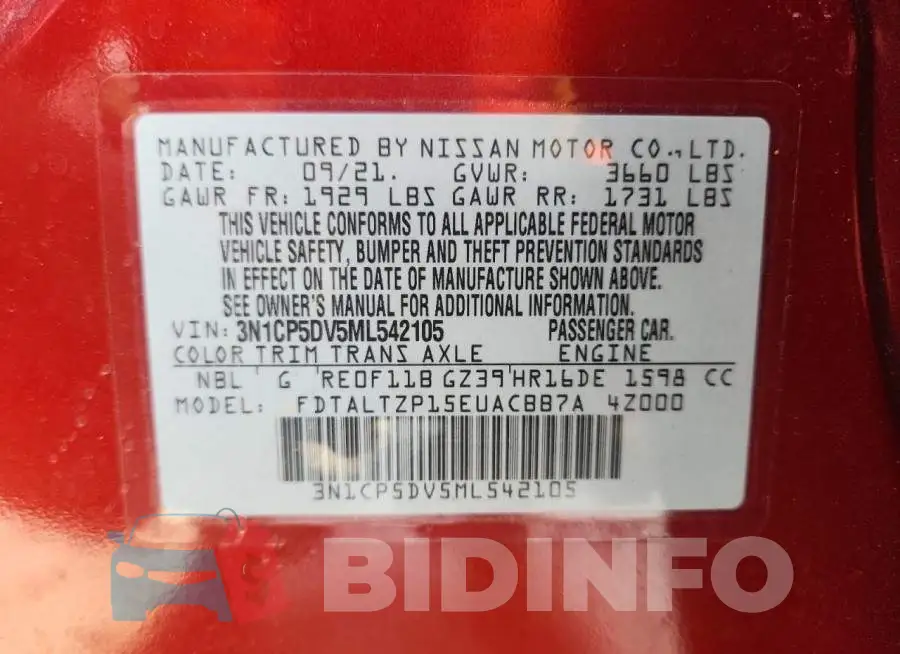 3N1CP5DV5ML542105 Photo# 13