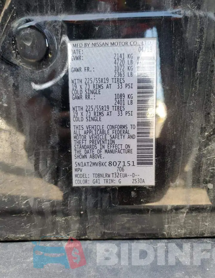 5N1AT2MV8KC807151 Photo# 12